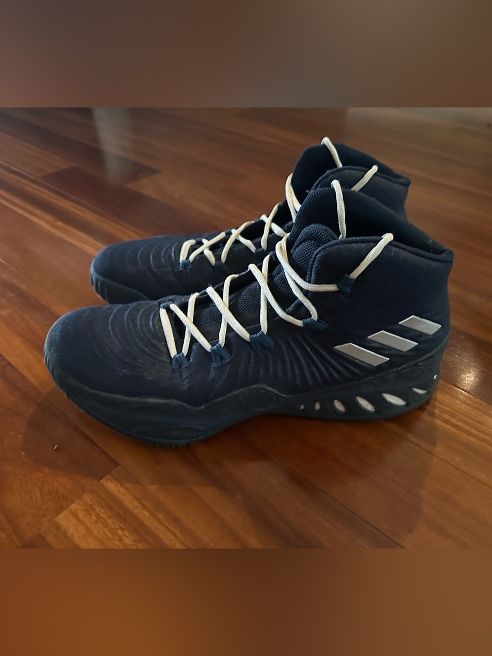 adidas Navy High-Top Athletic Basketball Shoes with White Accents
